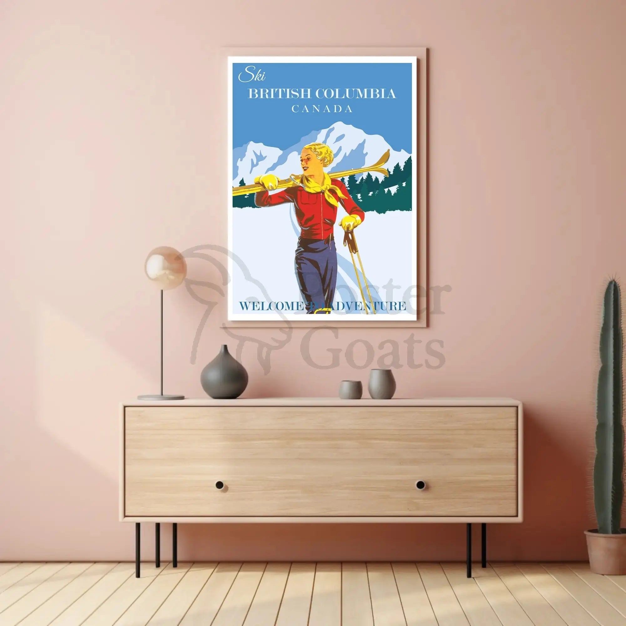 Vintage Skiing Adventure Poster - Retro Travel Poster PosterGoat