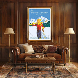 Vintage Skiing Adventure Poster - Retro Travel Poster PosterGoat
