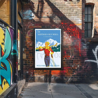 Vintage Skiing Adventure Poster - Retro Travel Poster PosterGoat