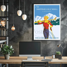 Vintage Skiing Adventure Poster - Retro Travel Poster PosterGoat