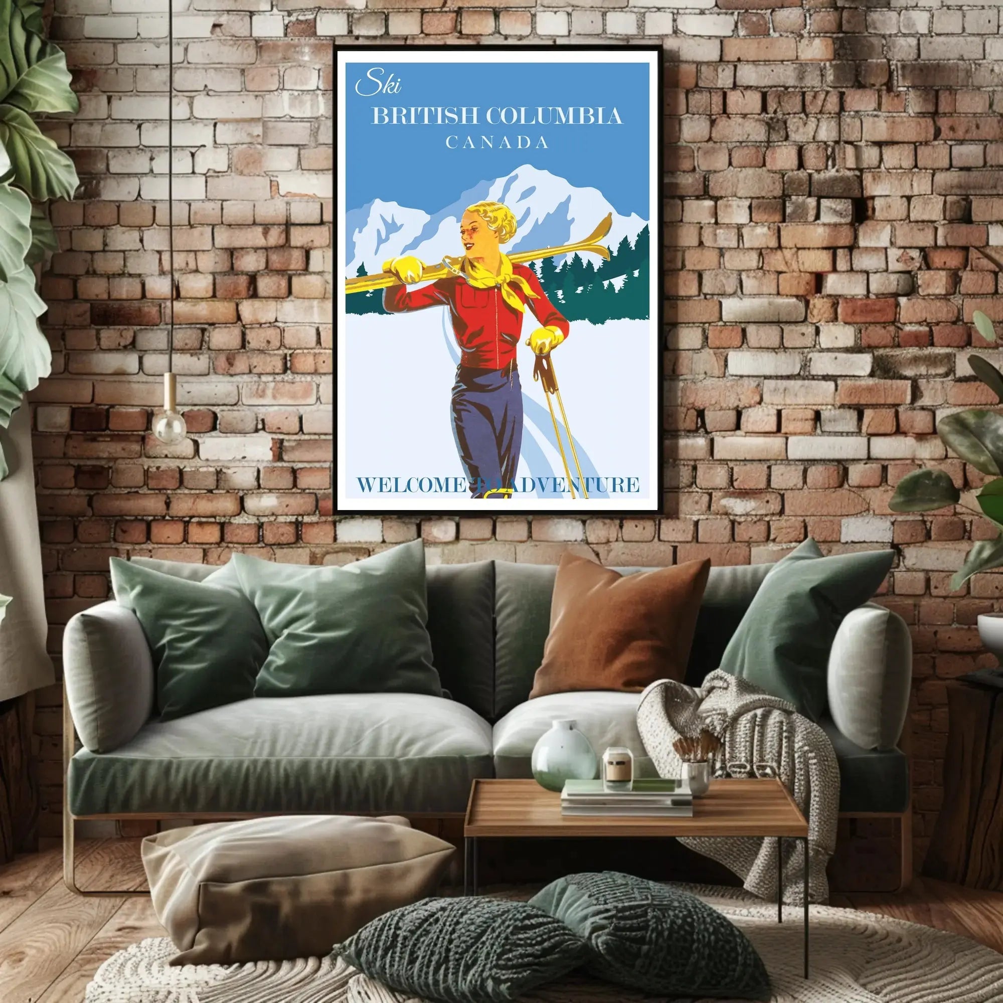 Vintage Skiing Adventure Poster - Retro Travel Poster PosterGoat