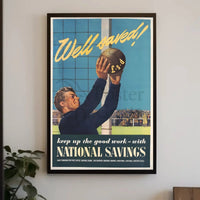 Vintage Soccer Financial Savings WWII Propaganda Poster PosterGoat