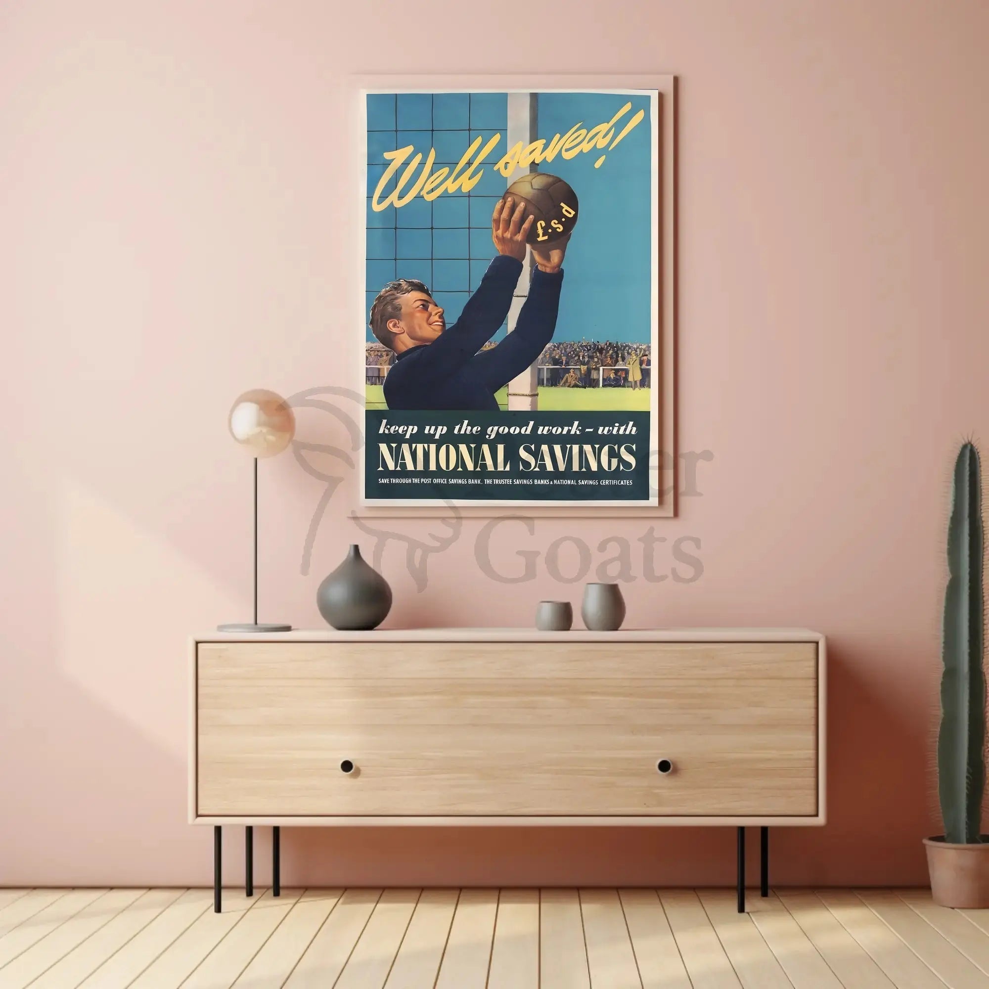 Vintage Soccer Financial Savings WWII Propaganda Poster PosterGoat