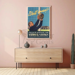 Vintage Soccer Financial Savings WWII Propaganda Poster PosterGoat