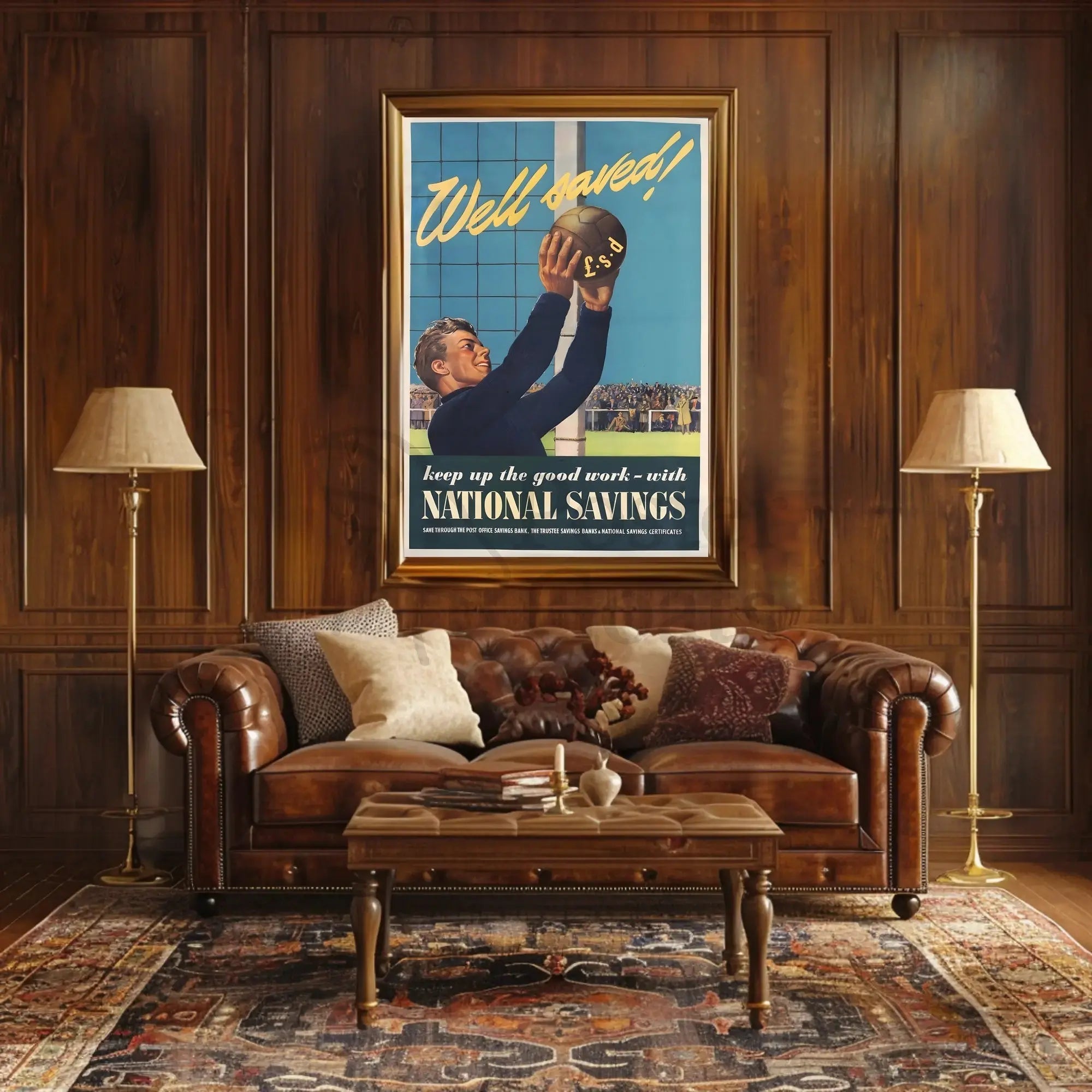 Vintage Soccer Financial Savings WWII Propaganda Poster PosterGoat