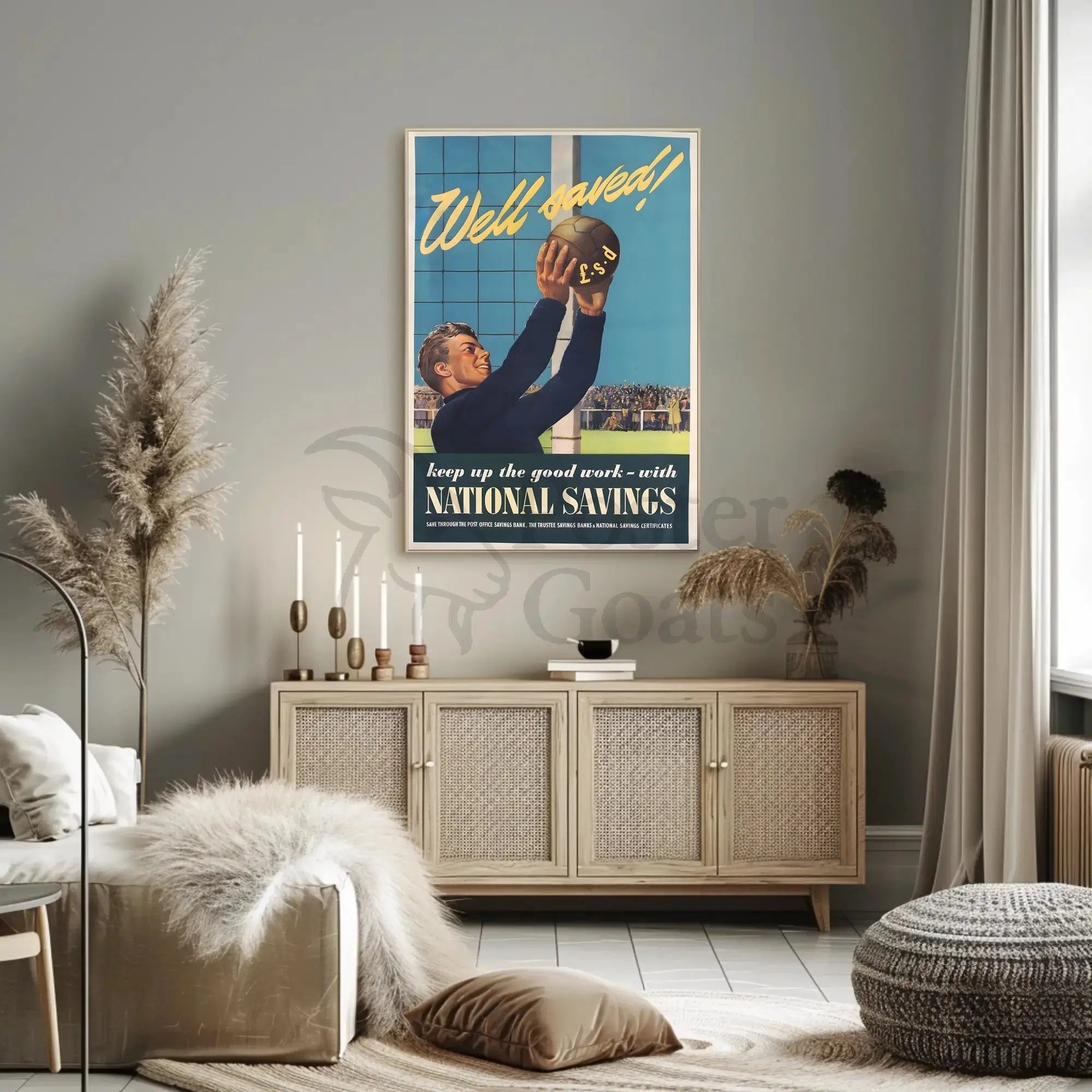 Vintage Soccer Financial Savings WWII Propaganda Poster PosterGoat