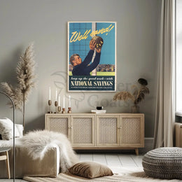 Vintage Soccer Financial Savings WWII Propaganda Poster PosterGoat