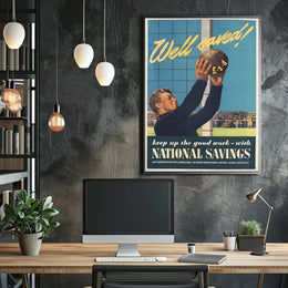 Vintage Soccer Financial Savings WWII Propaganda Poster PosterGoat