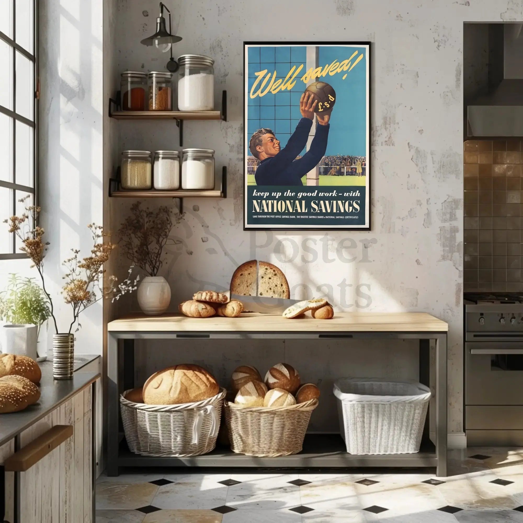 Vintage Soccer Financial Savings WWII Propaganda Poster PosterGoat