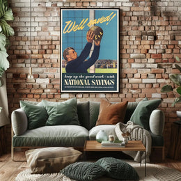 Vintage Soccer Financial Savings WWII Propaganda Poster PosterGoat