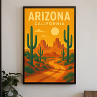 Vintage Southwest Desert Landscape Illustration Travel Poster PosterGoat