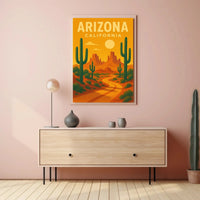 Vintage Southwest Desert Landscape Illustration Travel Poster PosterGoat