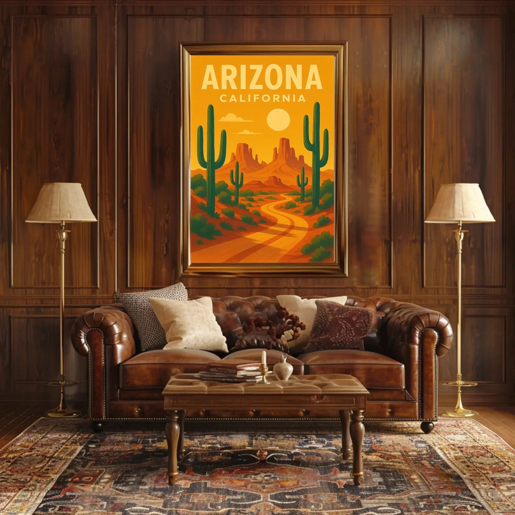 Vintage Southwest Desert Landscape Illustration Travel Poster PosterGoat