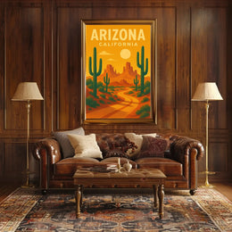 Vintage Southwest Desert Landscape Illustration Travel Poster PosterGoat
