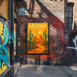 Vintage Southwest Desert Landscape Illustration Travel Poster PosterGoat