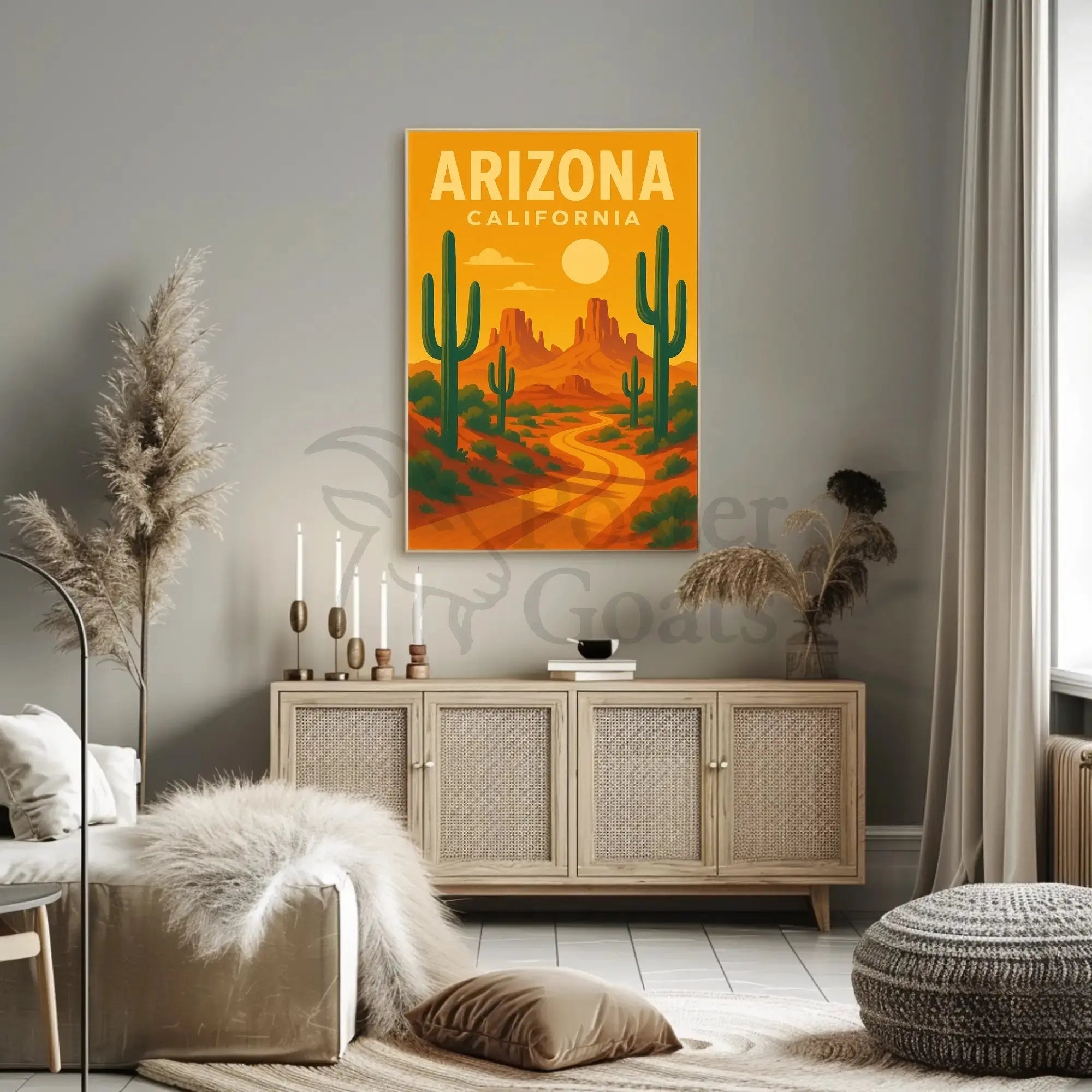 Vintage Southwest Desert Landscape Illustration Travel Poster PosterGoat