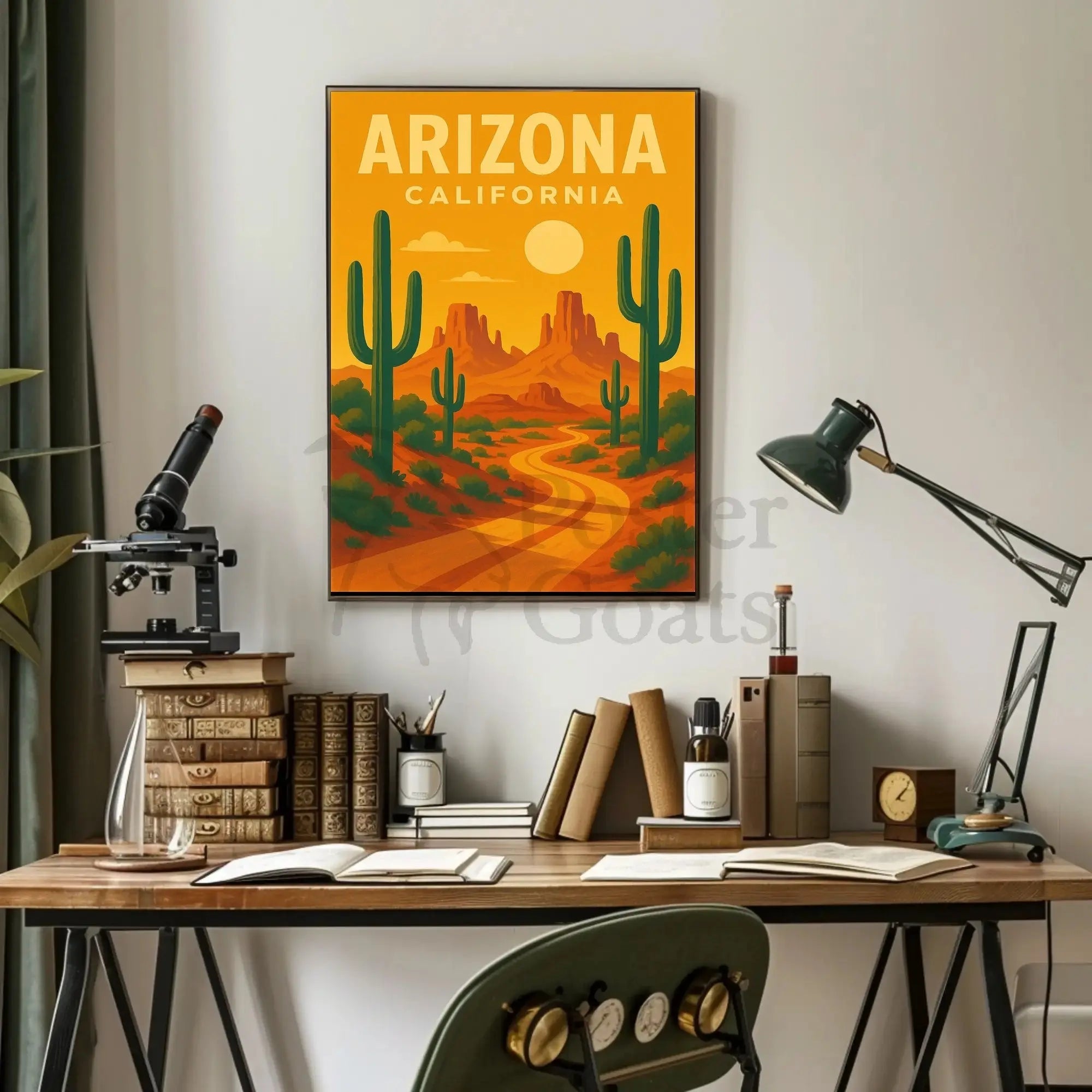 Vintage Southwest Desert Landscape Illustration Travel Poster PosterGoat
