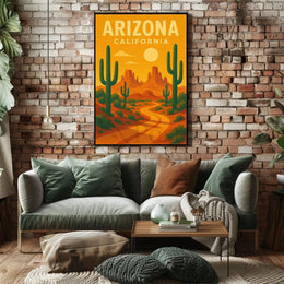 Vintage Southwest Desert Landscape Illustration Travel Poster PosterGoat