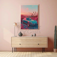Vintage Sports Car Scenic Road Art Poster PosterGoat