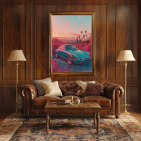 Vintage Sports Car Scenic Road Art Poster PosterGoat