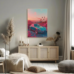 Vintage Sports Car Scenic Road Art Poster PosterGoat