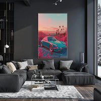 Vintage Sports Car Scenic Road Art Poster PosterGoat