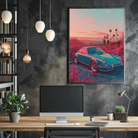 Vintage Sports Car Scenic Road Art Poster PosterGoat