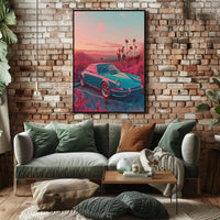 Vintage Sports Car Scenic Road Art Poster PosterGoat