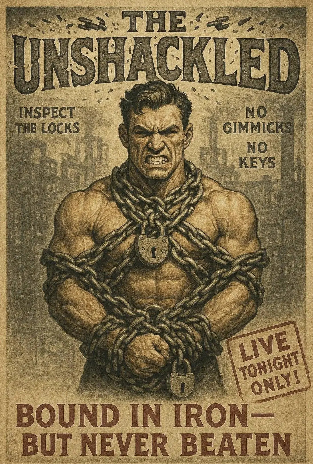 Vintage Strongman Defiance Poster: Cultural Heritage Poster PosterGoat