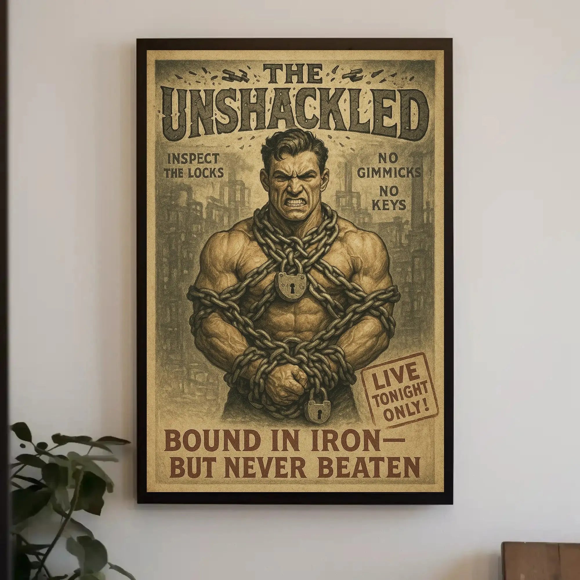 Vintage Strongman Defiance Poster: Cultural Heritage Poster PosterGoat