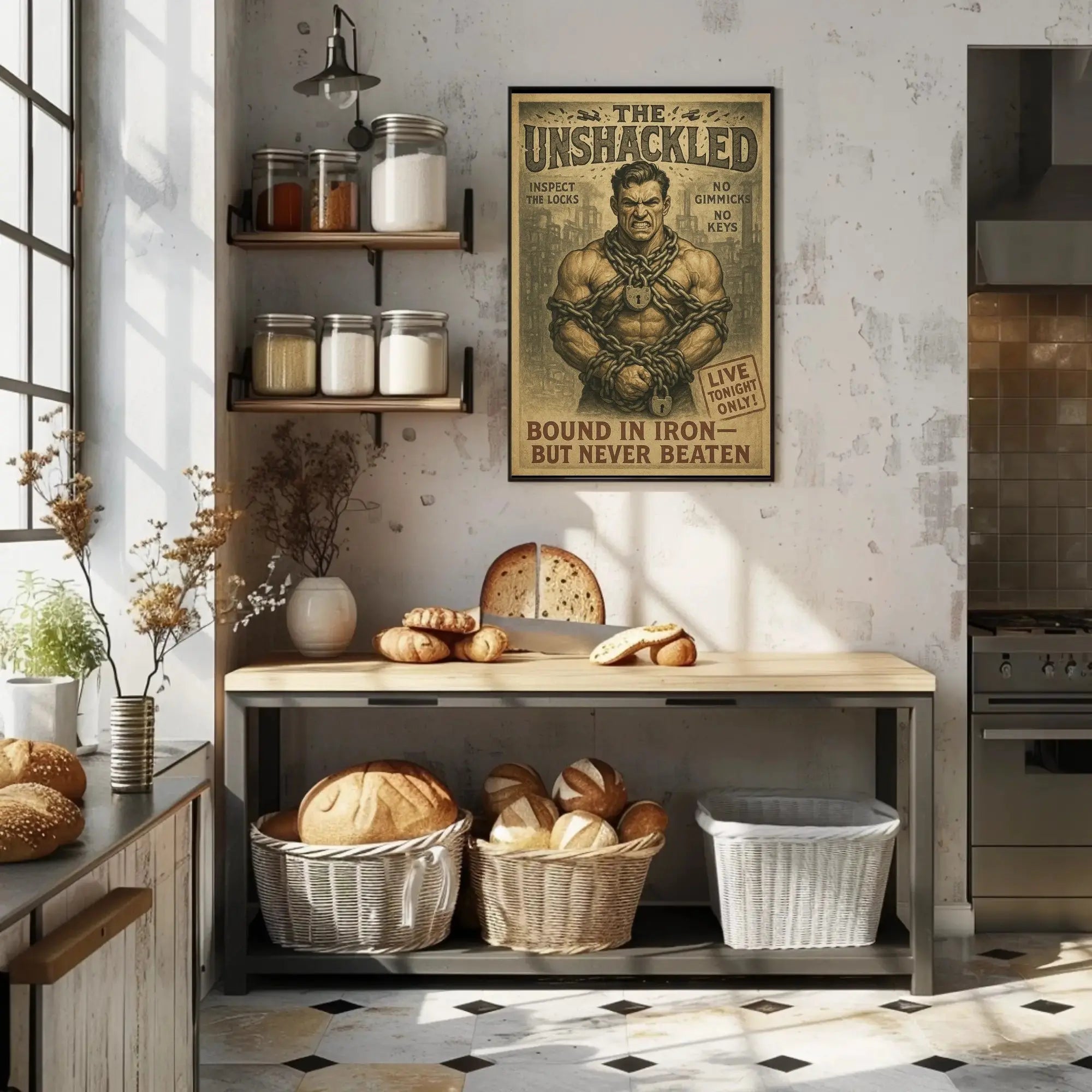 Vintage Strongman Defiance Poster: Cultural Heritage Poster PosterGoat