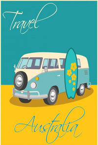Vintage Surf Van Adventure in Australia Travel Poster PosterGoat