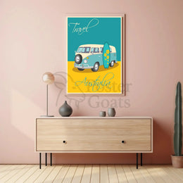 Vintage Surf Van Adventure in Australia Travel Poster PosterGoat