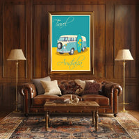 Vintage Surf Van Adventure in Australia Travel Poster PosterGoat