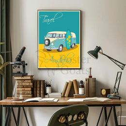 Vintage Surf Van Adventure in Australia Travel Poster PosterGoat