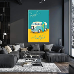 Vintage Surf Van Adventure in Australia Travel Poster PosterGoat