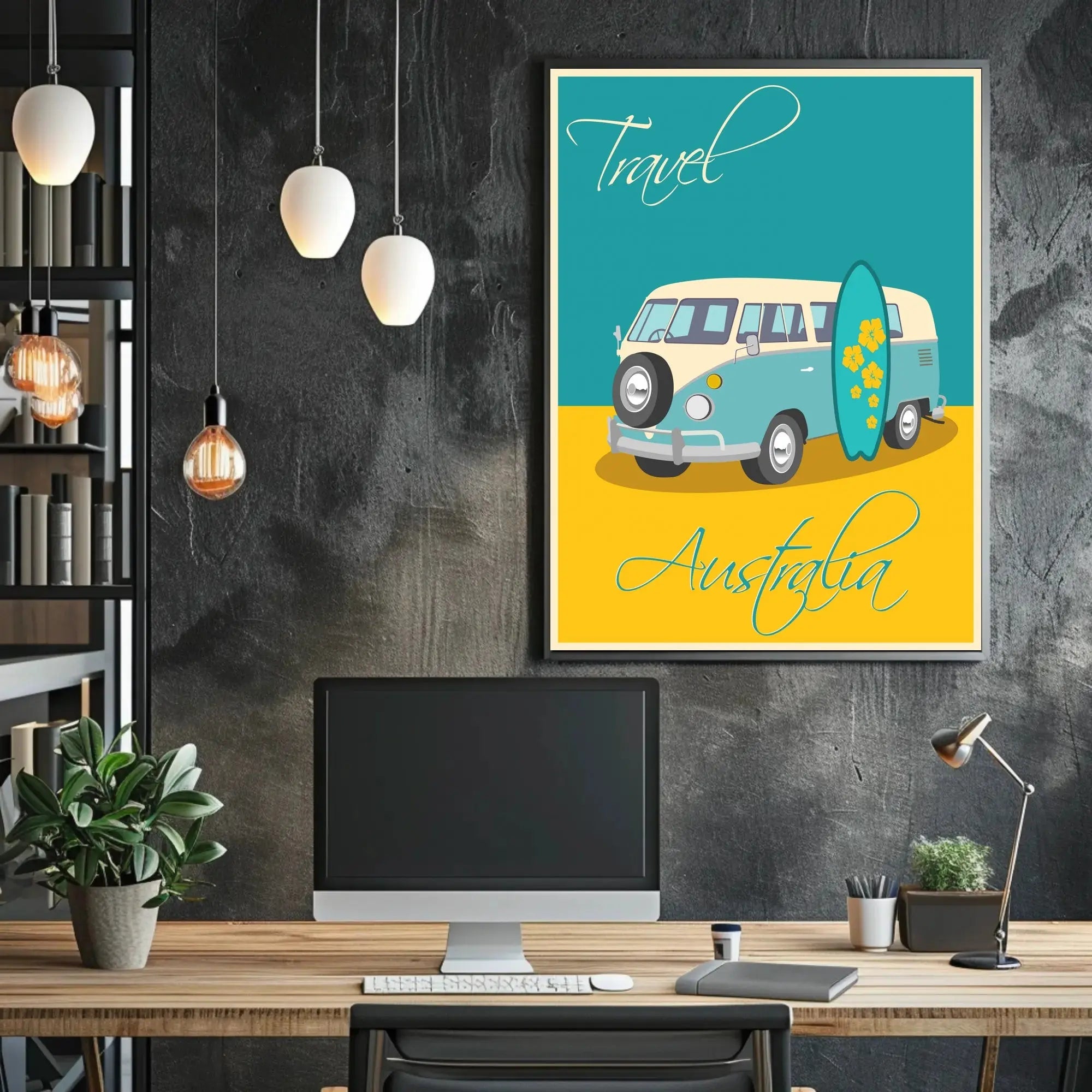 Vintage Surf Van Adventure in Australia Travel Poster PosterGoat
