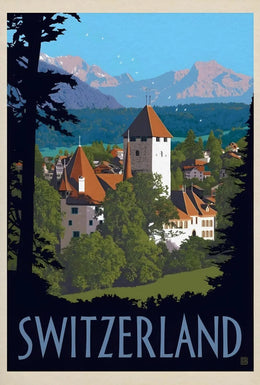 Vintage Swiss Alps Scenic Travel Poster PosterGoat