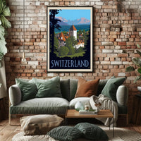 Vintage Swiss Alps Scenic Travel Poster PosterGoat