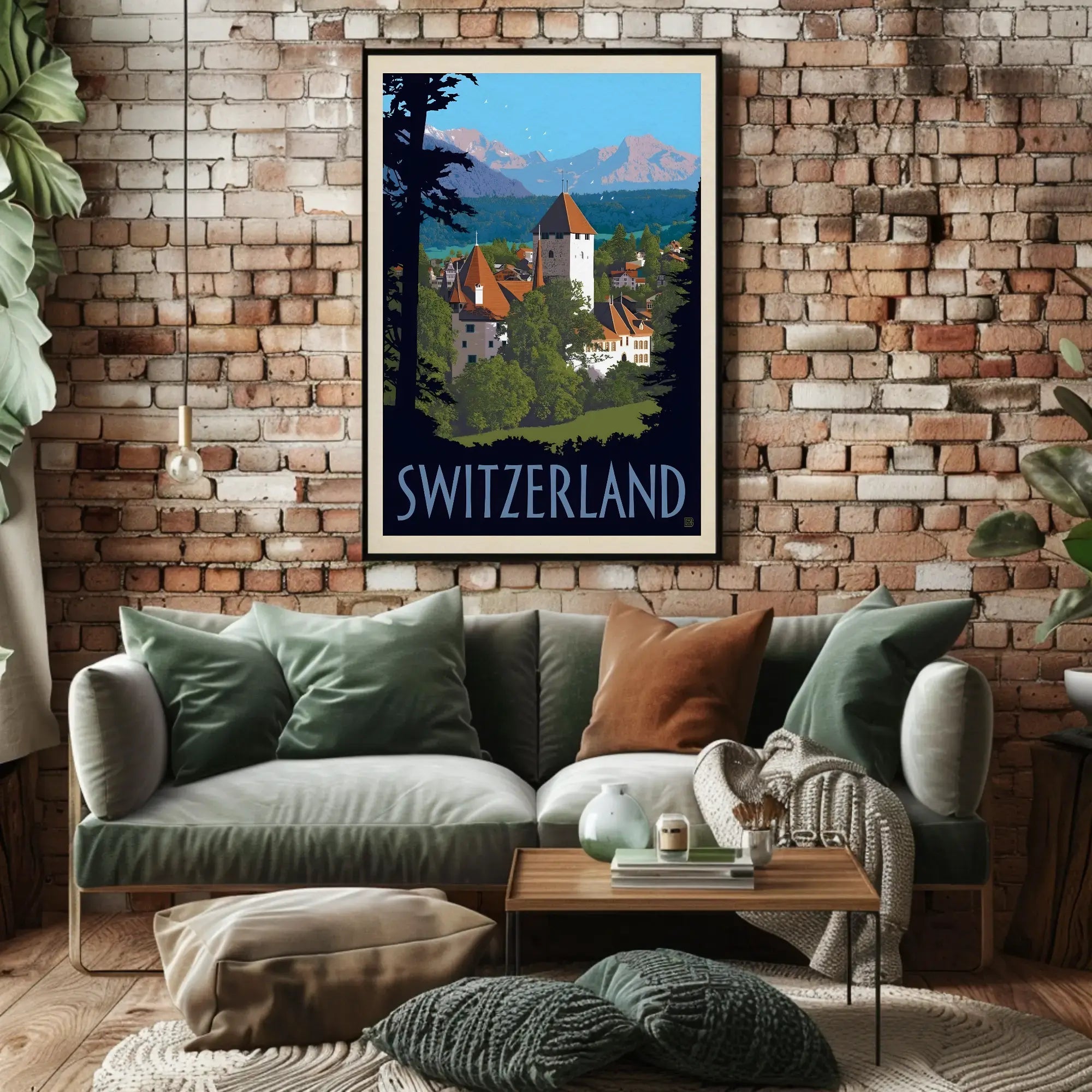 Vintage Swiss Alps Scenic Travel Poster PosterGoat