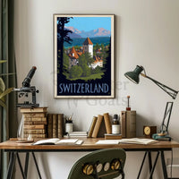 Vintage Swiss Alps Scenic Travel Poster PosterGoat