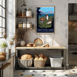 Vintage Swiss Alps Scenic Travel Poster PosterGoat