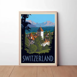 Vintage Swiss Alps Scenic Travel Poster PosterGoat