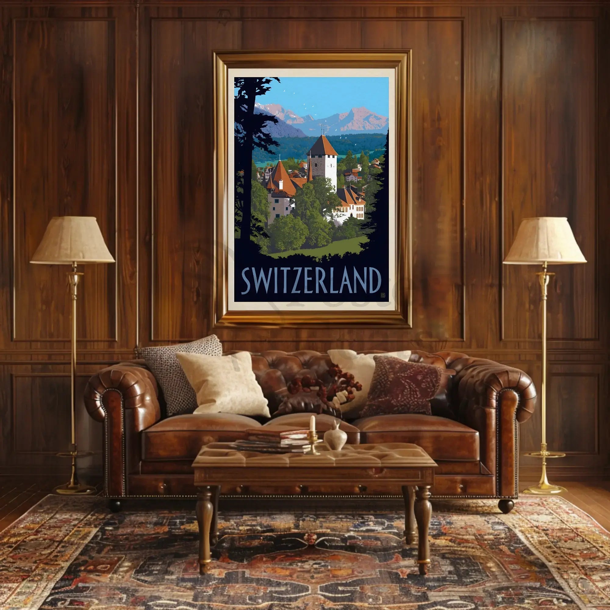 Vintage Swiss Alps Scenic Travel Poster PosterGoat