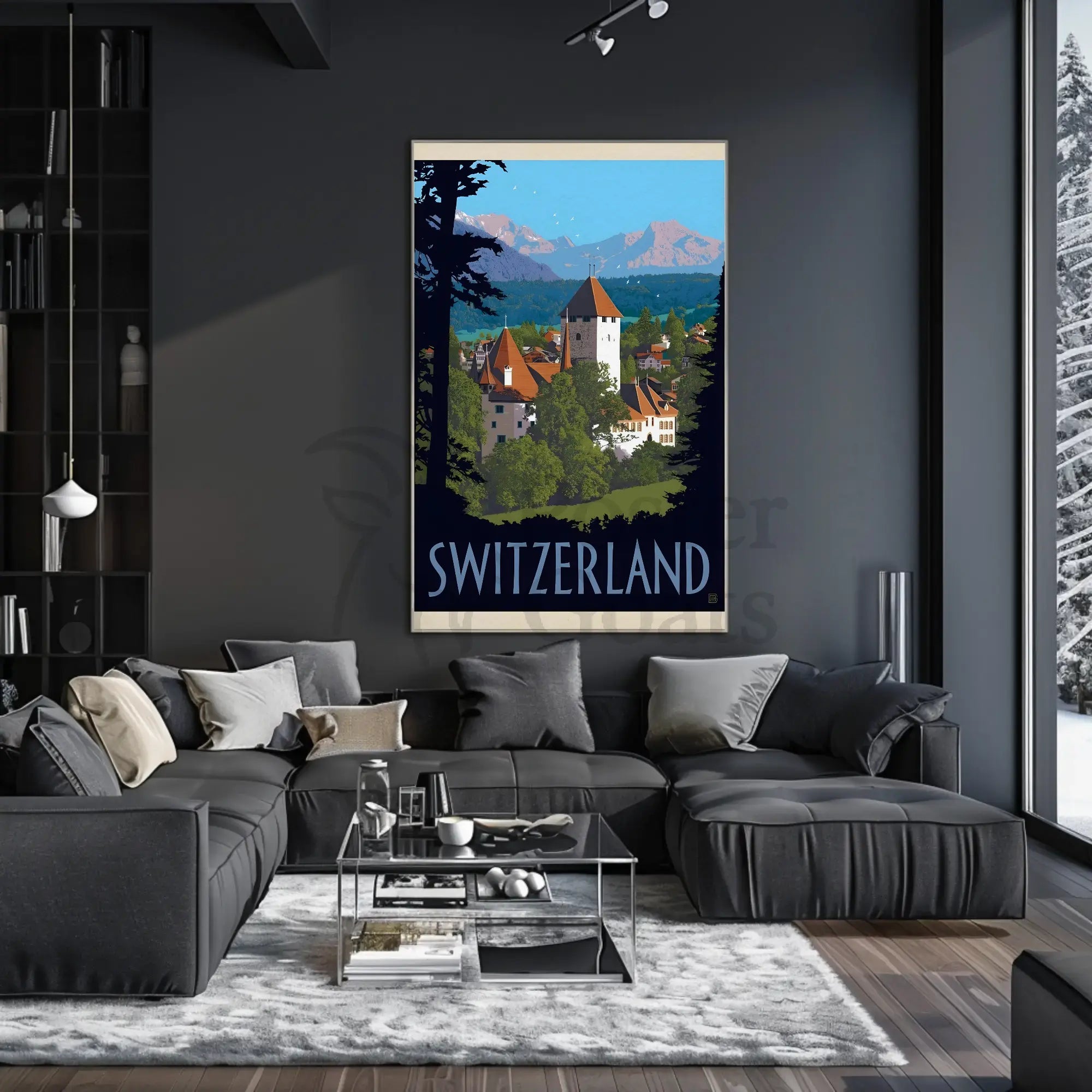 Vintage Swiss Alps Scenic Travel Poster PosterGoat