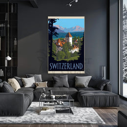 Vintage Swiss Alps Scenic Travel Poster PosterGoat