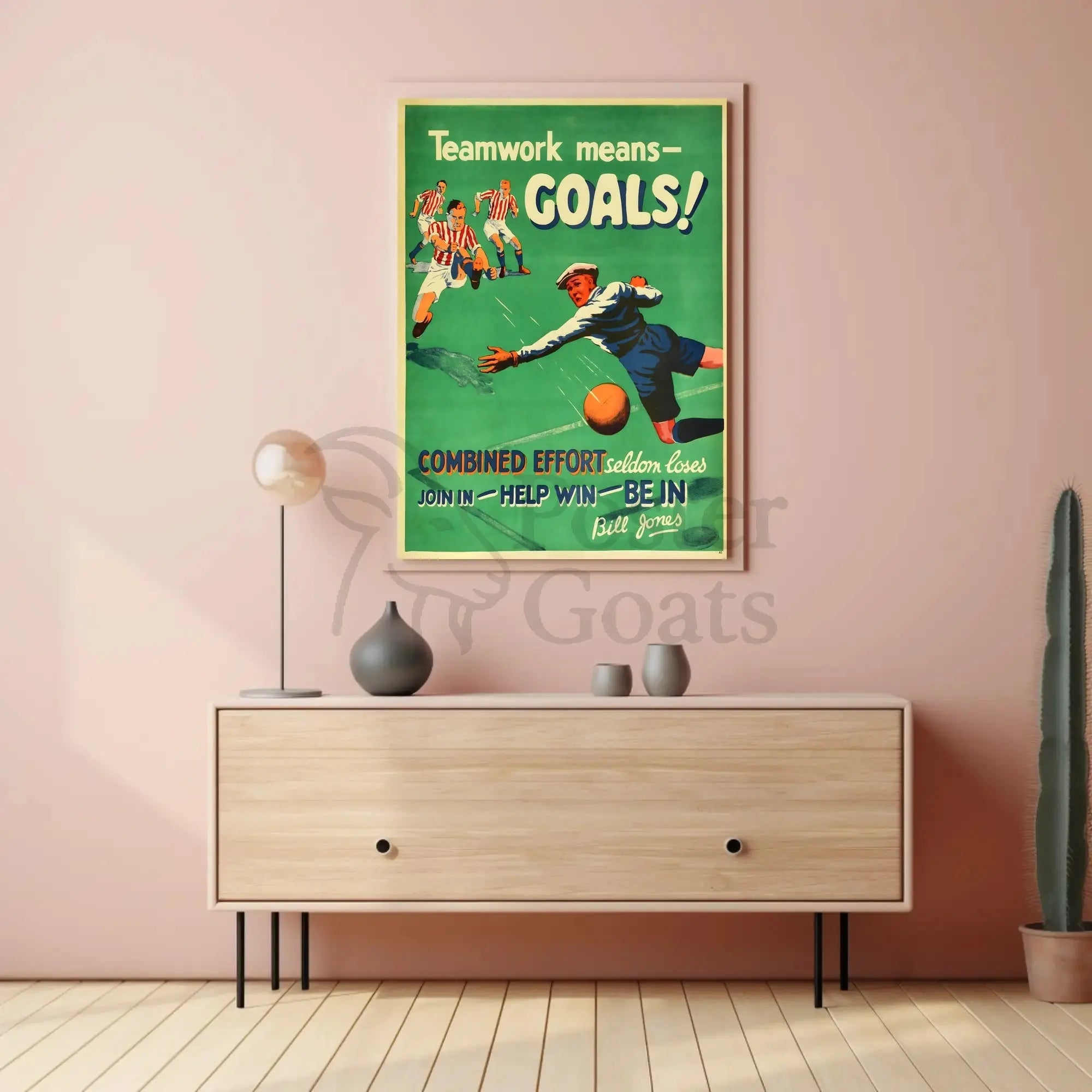Vintage Teamwork Soccer Poster Inspires Success in Sports PosterGoat