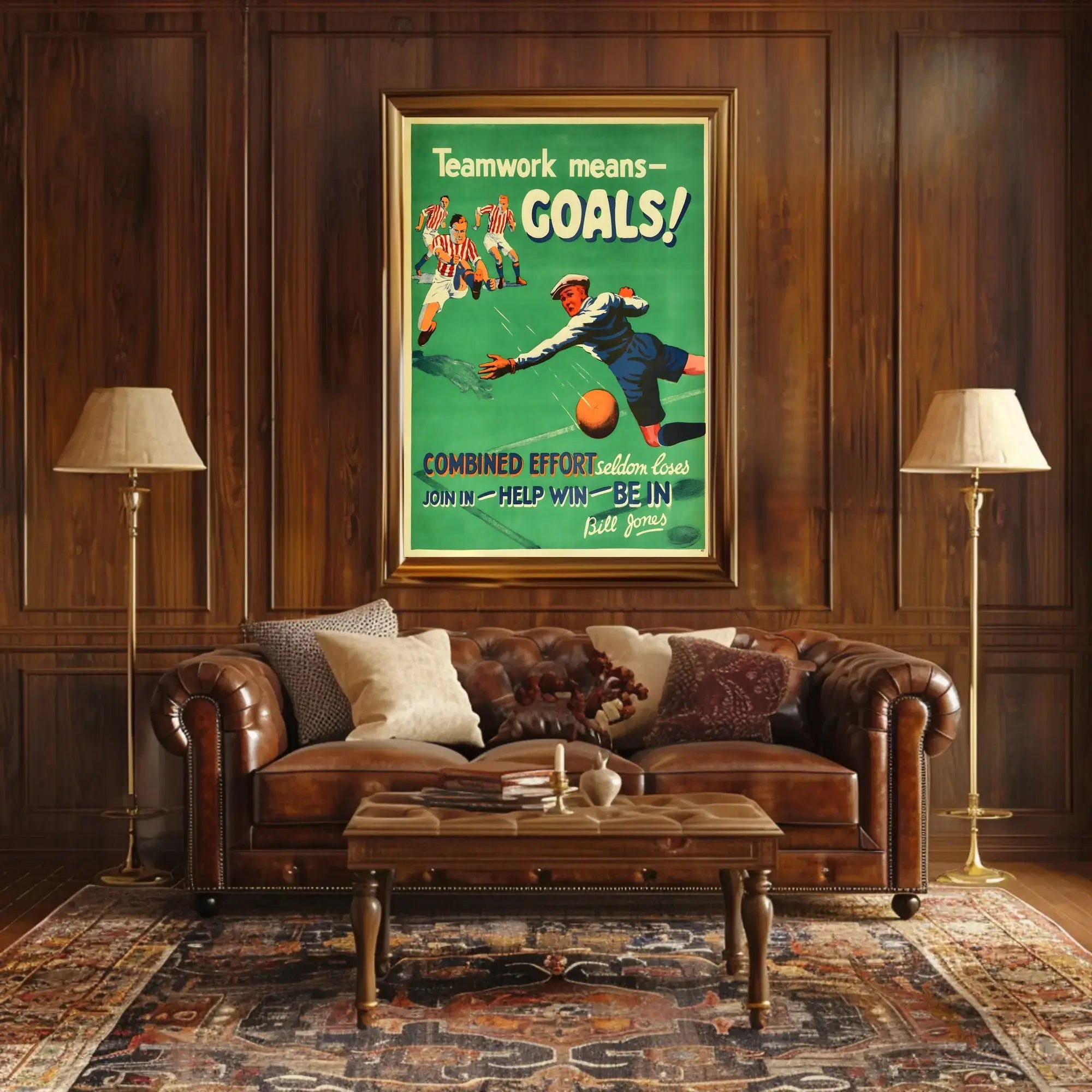 Vintage Teamwork Soccer Poster Inspires Success in Sports PosterGoat