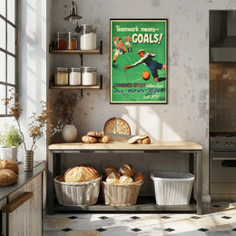 Vintage Teamwork Soccer Poster Inspires Success in Sports PosterGoat
