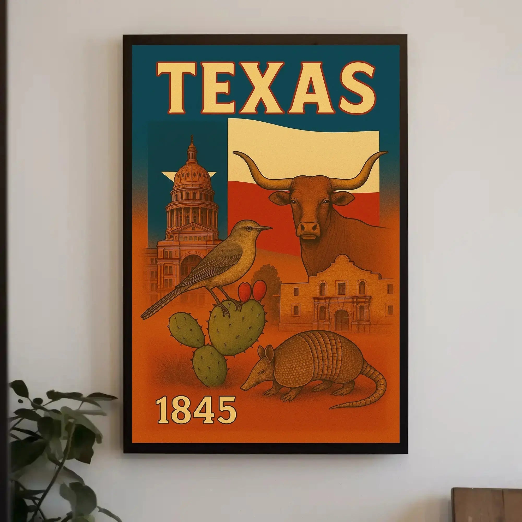Vintage Texas Poster: Celebrating Statehood and Heritage Cultural or Heritage Poster PosterGoat